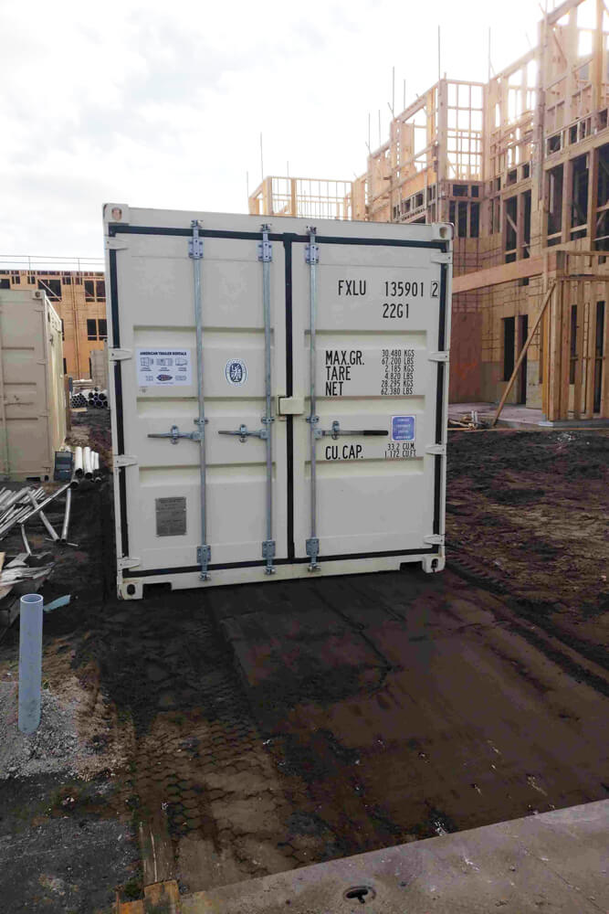 20' Storage Container on construction site