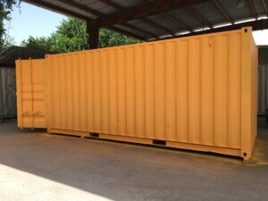 20 ft shipping container painted yellow