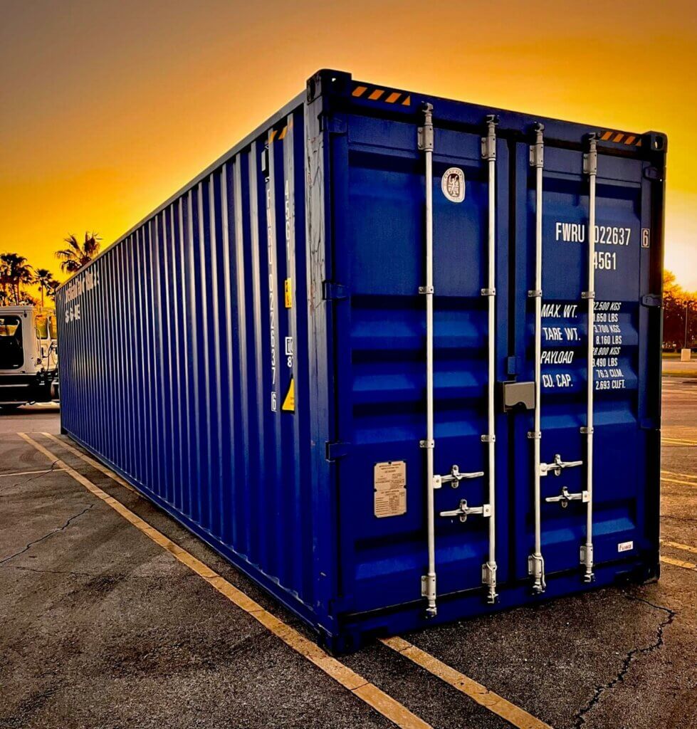 Blue 40' Storage Container, Sunrise