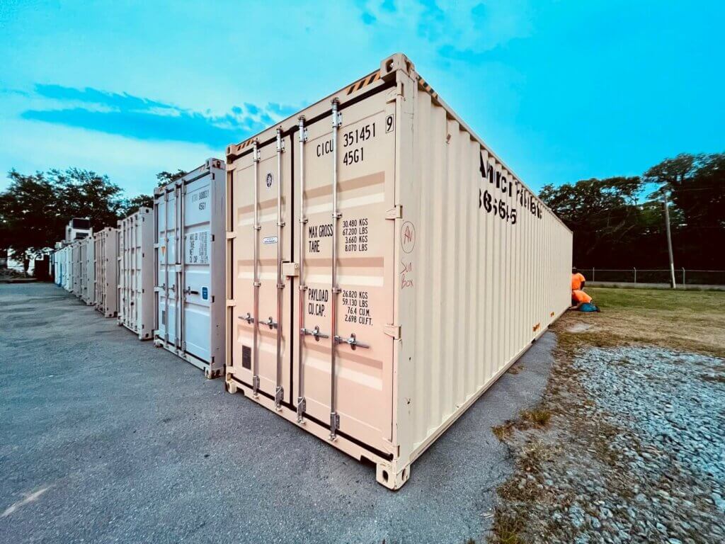 row of 40' storage containers