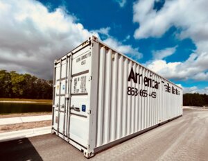 40' Storage container with blue sky