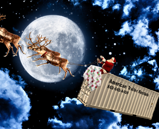 Santa with storage container and reindeer