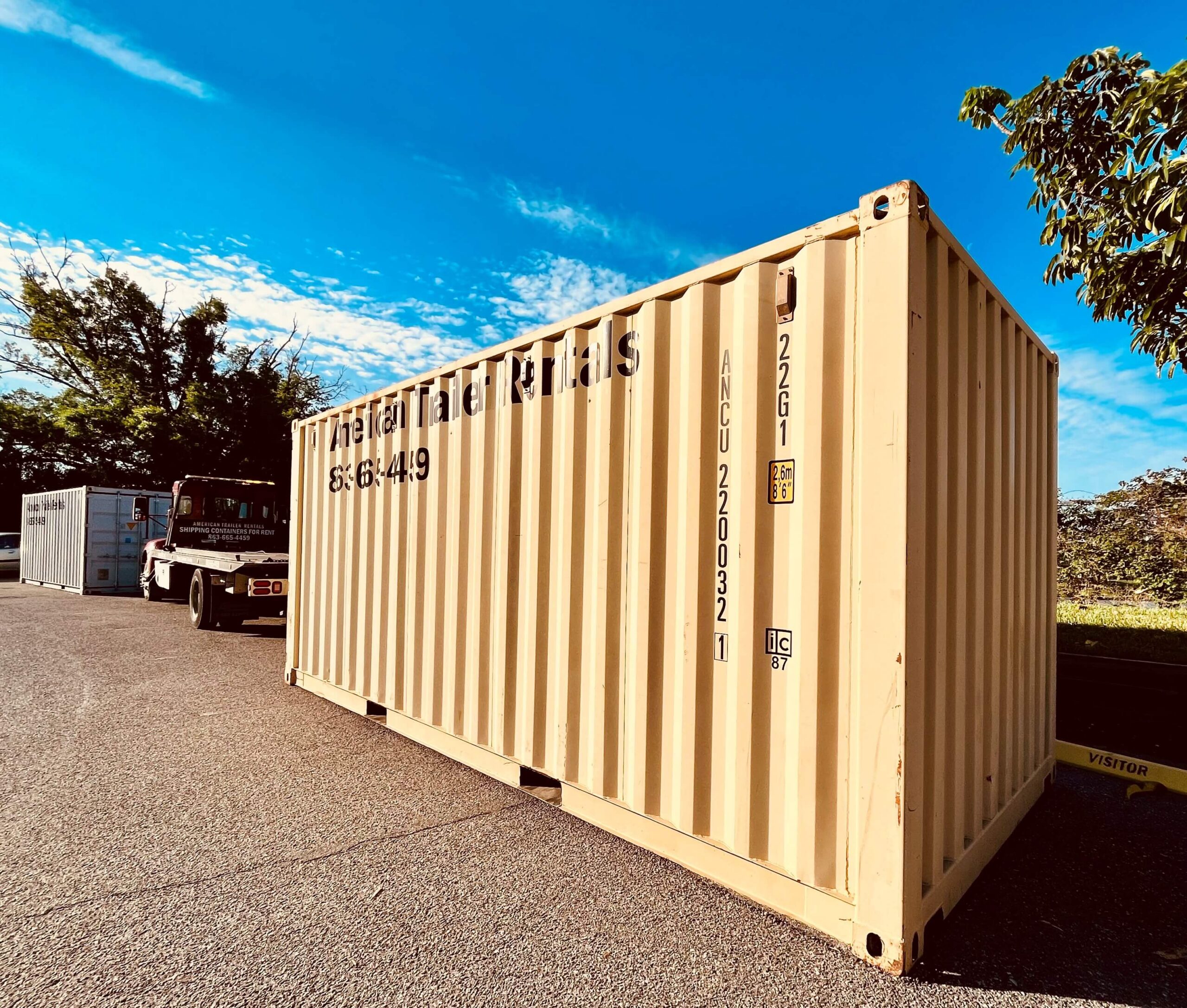20ft storage container in the sun