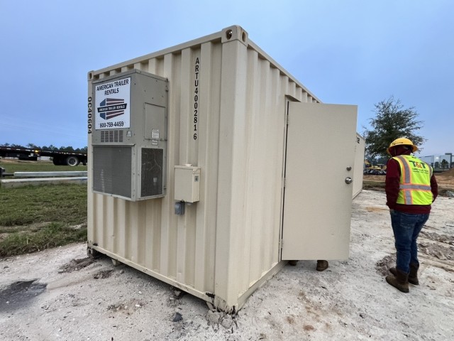 20' office container at jobsite